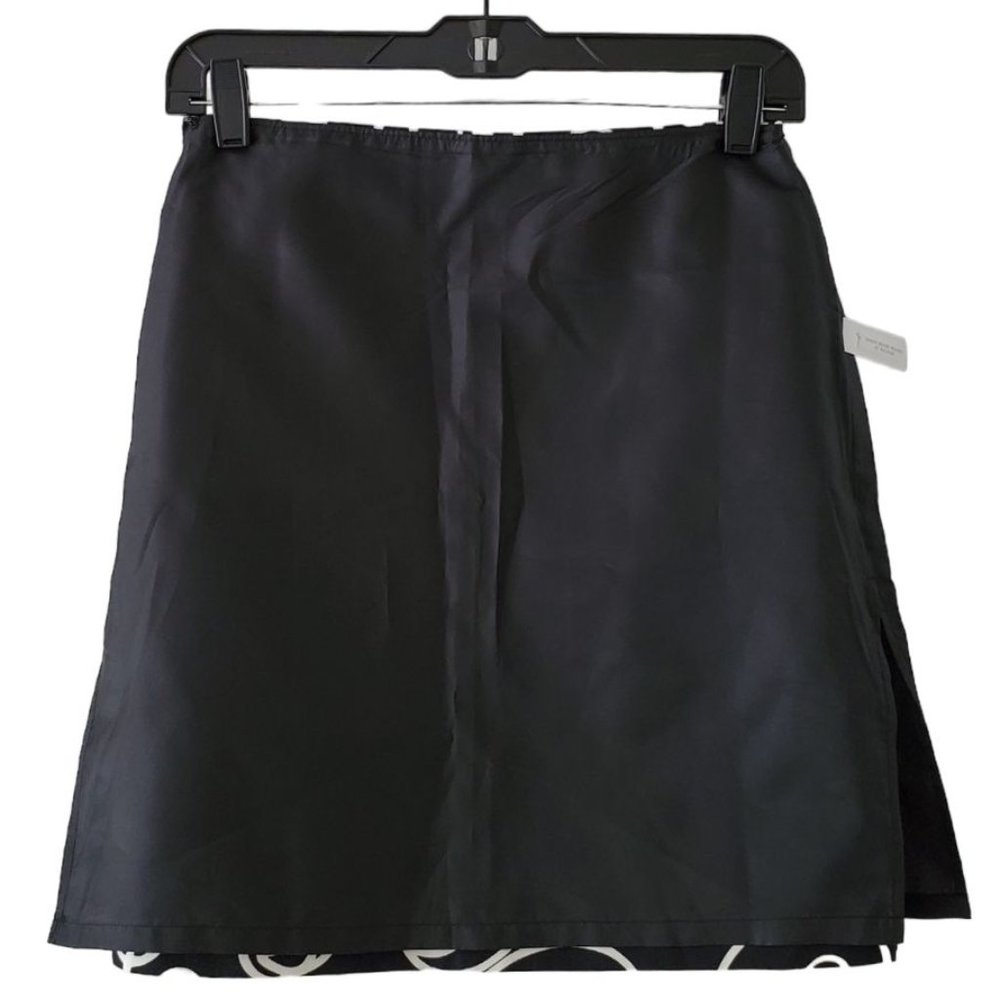 Ann Taylor Scrolling Swirls Short A-line Skirt | NWT | 0P | Black White - Picture 6 of 15